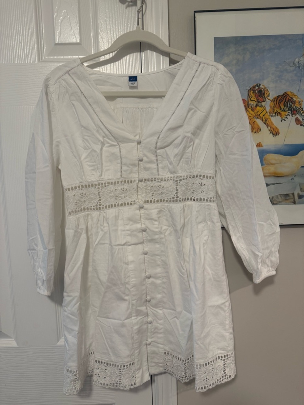 Old Navy White Petite V-Neck Dress